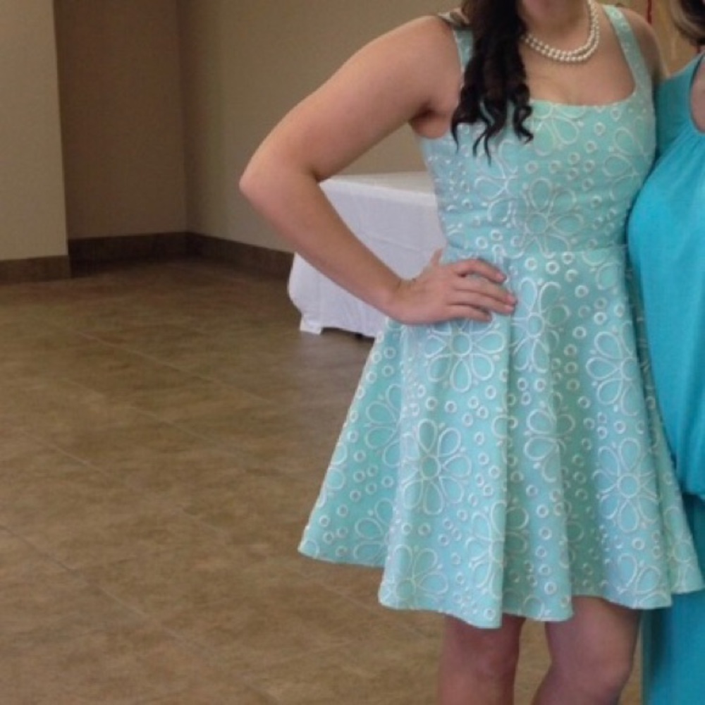 Judith March Tiffany Blue/White Fit & Flare Floral